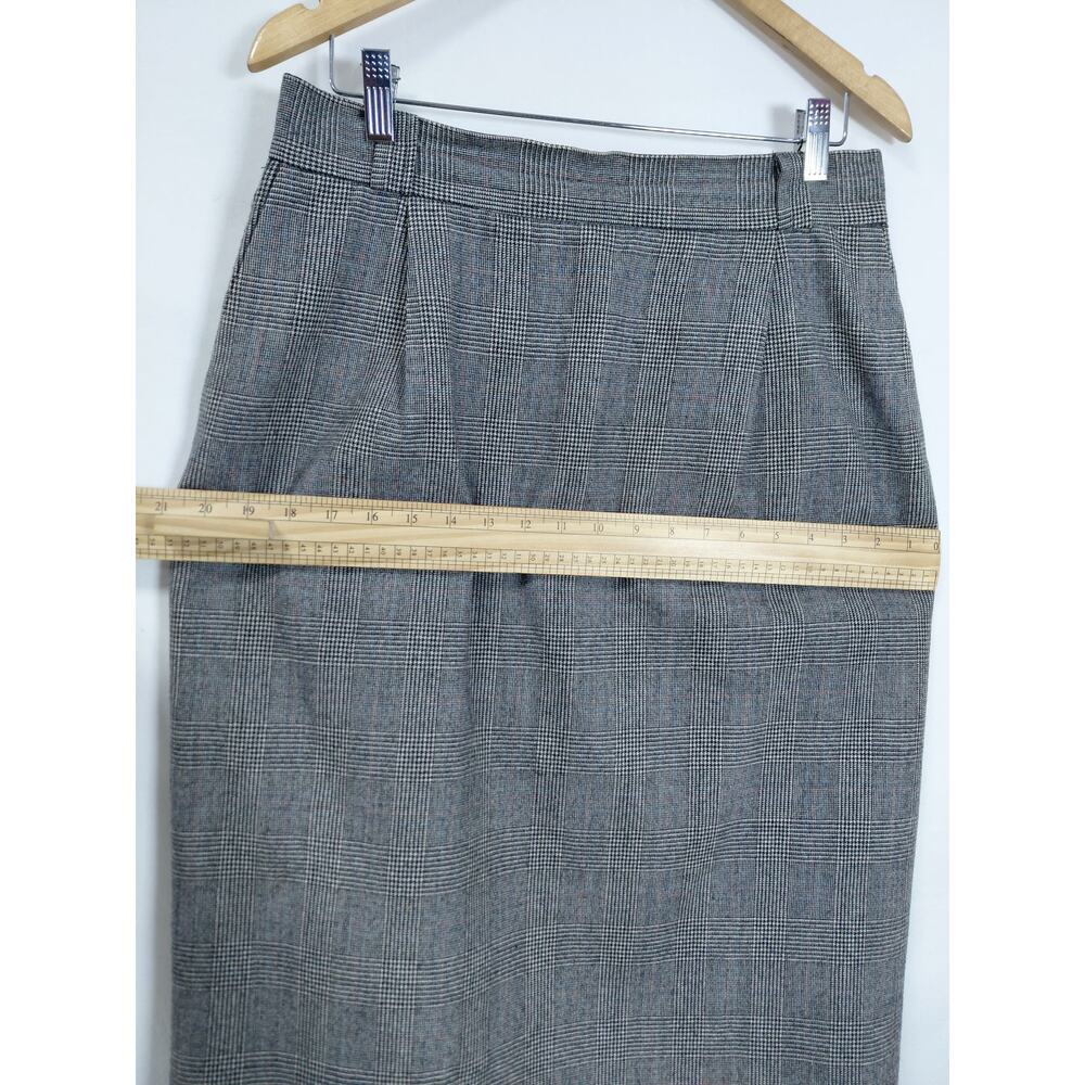 Vintage Sabrina B Gray Lined Pencil Knee Length Plaid Skirt Women Size 16 - Picture 7 of 9